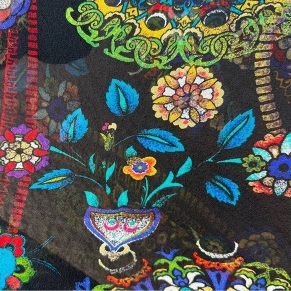 Chicos Sheer Silk Shirt 2 Womens Medium Paisley Floral Top, Swim Cover Up Tunic - Picture 11 of 16
